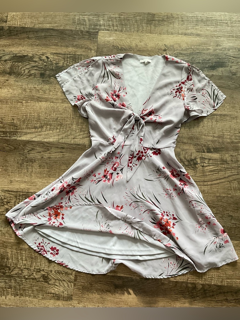 Charlotte Russe Light Lavender Floral Tie-Front Dress